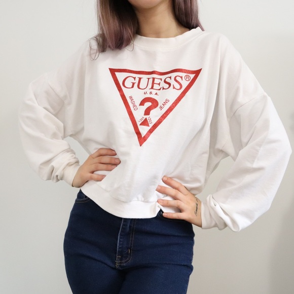 Guess Crewneck Pullover Sweater ~ White - Picture 2 of 4